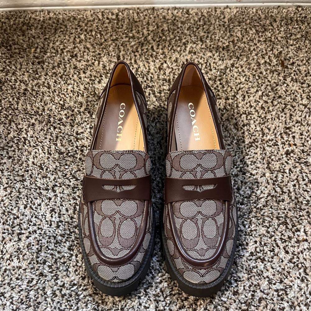 Coach Brown Patterned Platform Loafers - image 1